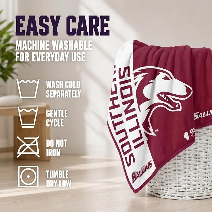 Pegasus Sports NCAA Southern Illinois Salukis Endzone Ultra Soft Tailgate Throw