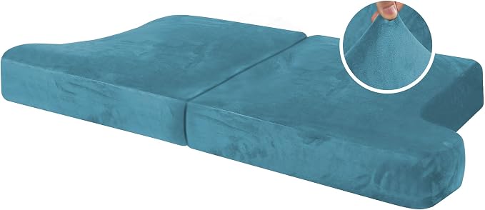 H.VERSAILTEX Stretch Velvet 2 Piece T Cushion Sofa Slipcovers Individually Sofa Cushion Covers for 2 Cushion Couch Seat Cushion Cover for Sofa Seat Cushion Cover Stay in Place (Sofa,Peacock Blue)