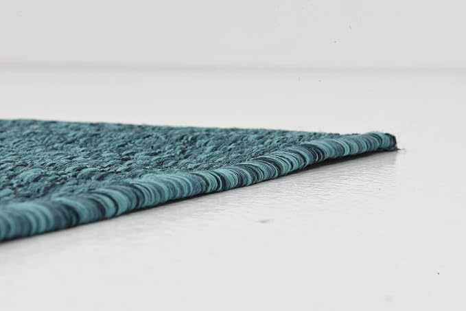 Unique Loom Collection Casual Transitional Solid Heathered Indoor/Outdoor Flatweave Area Rug (2' x 6' 1" Runner, Teal/Navy Blue)