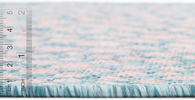 Unique Loom Jill Zarin Jill Zarin Outdoor Collection Area Rug - Cape Town (2' x 8' Runner, Pink and Aqua/Light Blue)