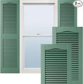 Ekena Millwork Lifetime Vinyl LL1S14X07500FG Standard Cathedral Top Center Mullion, Open Louver Vinyl Shutters, w/Installation Shutter-Lok's & Matching Screws (Per Pair), 14.5"W x 75"H, Forest Green