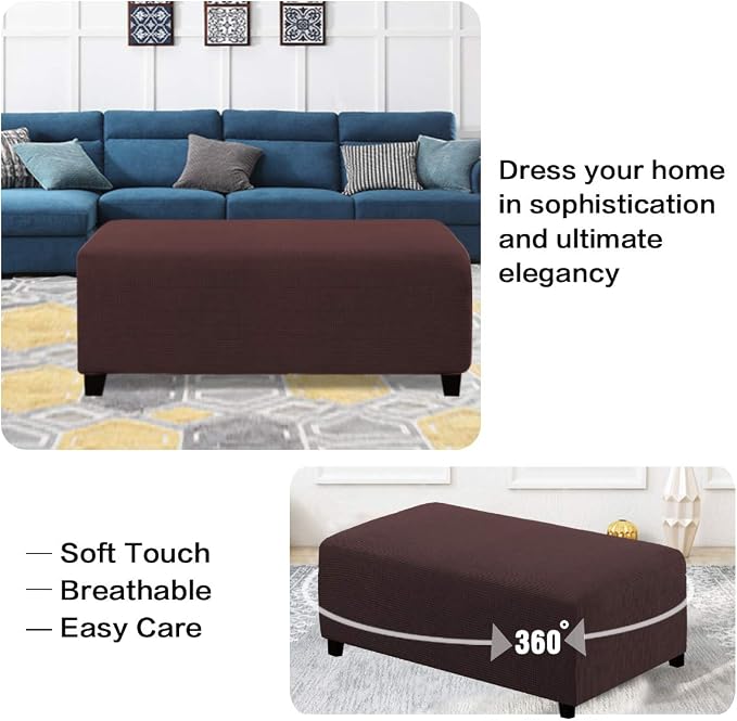 H.VERSAILTEX Ottoman and Sofa Seat Cushion Combined Cover Slipcover Rectangle Sofa Slipcover Fit Length 56'-75' Suitable for L Shaped Seat Cushion Cover or Chaise Part Cover Stretch Thick - Chocolate