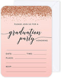 Andaz Press Blush Pink and Rose Gold Glitter Elegant Party Collection, 5x7-inch Invitations with Envelopes, Graduation, 24-Pack, Double Sided Printing, Heavy Card Stock, Includes Envelopes