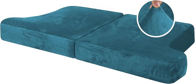 H.VERSAILTEX Stretch Velvet 2 Piece T Cushion Sofa Slipcovers - Individually Fitted Cushion Covers for 2 Couch Seat Cushions - Stay in Place (Deep Teal)