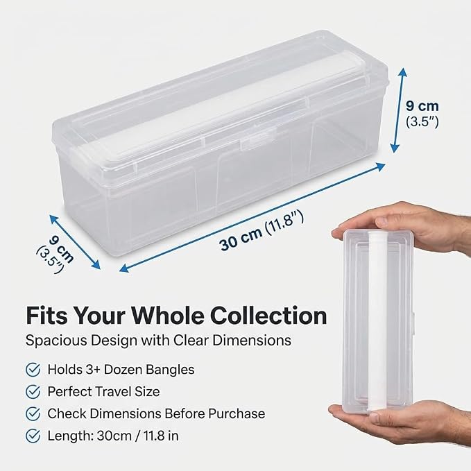 Multipurpose Plastic Storage Box with 1 Adjustable Rods l Storing Box For Bangles, Chuda, Kada, Watches, Scrunchies I (Transparent_1-Rod)