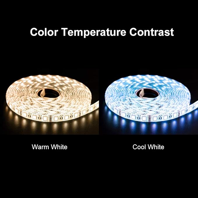 BTF-LIGHTING RGBW LED Strip Lights,UL Listed,5050 4 Colors in 1 RGB + 6000K-7000K Cool White,12V DC,16.4ft/5m 60LEDs/m 12mm White PCB,IP30 for Home Decoration(No Adapter or Controller)