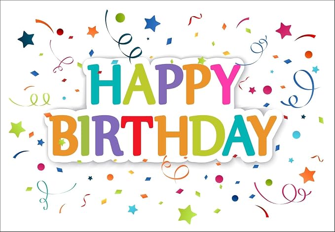 Birthday Greeting Cards (Colorful Confetti), 5x7 Inches, 25 Cards & 26 Brigth White Envelopes (FBD200)