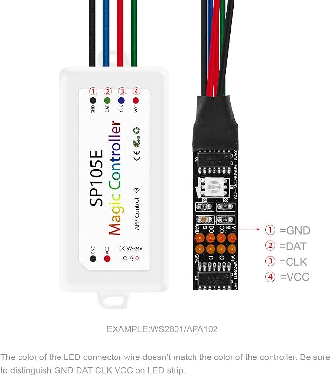 BTF-LIGHTING Wireless Bluetooth Controller SP105E iOS/Android APP for WS2811 WS2812B WS2815 WS2813 WS2801 SK6812 WS2815 SK9822 APA102 etc LED Strip Pixel Fairy String Module Panel Light