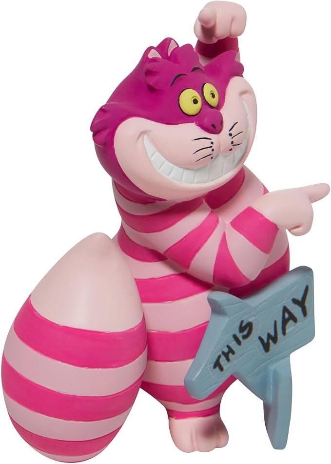 Enesco Disney Showcase Alice in Wonderland Disney Showcase Cheshire Cat This Way Miniature Figurine, 3.35 Inch, Multicolor