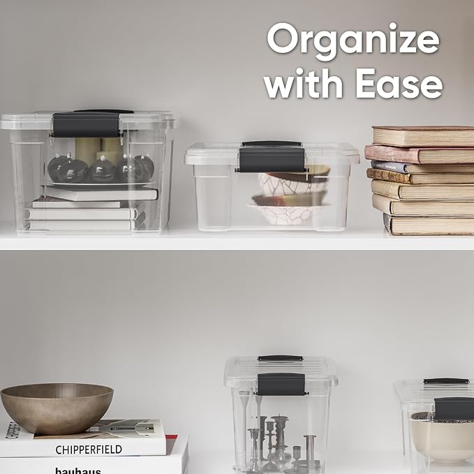 Superio Clear Storage Boxes with Lids, 4.5 Quart Plastic Container Bins for Organizing, Stackable Crates, BPA Free, Non Toxic, Odor Free, Organizers for Home, Office and Dorm, 8 Pack