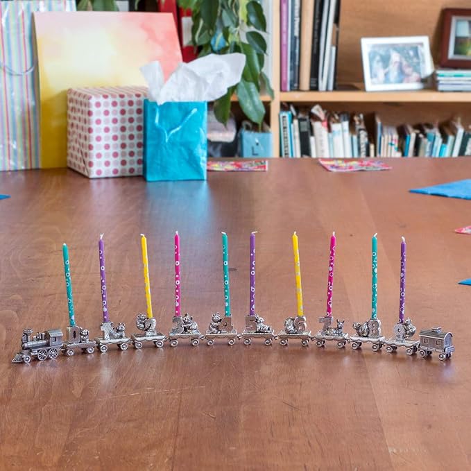 DANFORTH – Birthday Train Candleholder Caboose – Handcrafted Pewter Birthday Party Decorations – Made in USA