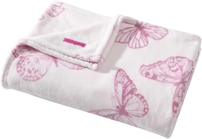 Betsey Johnson - Blanket, Buttery-Soft Throw Blanket for Couch or Bed, Boldly Plush & Oversized Bedding (Malachite Butterfly Pink, 50" x 70")