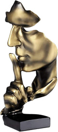aboxoo Thinker Statue, Silence is Gold Abstract Art Figurine(Gold) | Modern Home Resin Sculptures Decorative Objects,Table Top Decor for Livingroom Home Decor,Office Study Sculpture