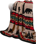 Carstens Bear Trails Black Sherpa Rustic Cabin Throw Blanket 54x68 (JP868) , Brown