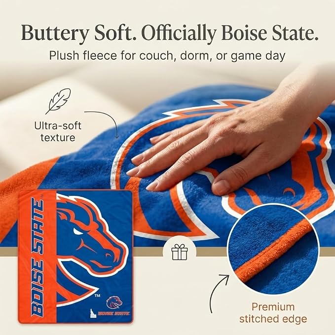 Proformance Home NCAA Boise State Broncos Endzone Ultra Soft Tailgate Throw