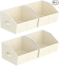 Homsorout Storage Bins for Shelves - Small Trapezoid Closet Shelf Organizer, Fabric Organization Bins with Handles, Storage Baskets for Clothes, Towel, Purse, 4 Pack, Beige