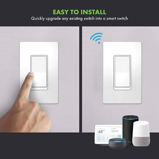 TOPGREENER Wi-Fi Single Relay Module, 120-240VAC, 10A, Smart Switch | Hidden Smart Switch for Fans, Lights and Outlets; 2.4GHz Wi-Fi, Alexa and Google Assistant, Neutral Required, TGWFRSM1