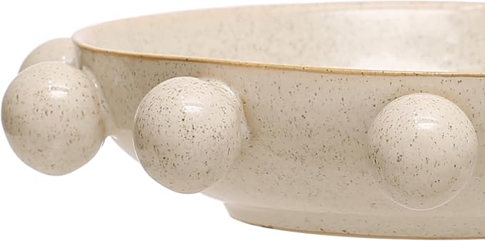 Bloomingville 9.75 Inches Stoneware Bowl with Orbs and Reactive Glaze, Cream