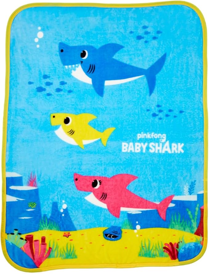 Baby Shark Kids Bedding Super Soft Silk Touch Throw, 40 in x 50 in, (Official Licensed Product) by Franco
