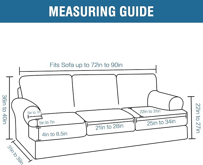 H.VERSAILTEX Sofa Cover 4 Piece T Cushion Sofa Slipcovers Thick Velvet Couch Cover Stretch T Cushion Sofa Covers for 3 Cushion Couch with 3 Individual T Cushion Covers Washable, Caramel Cafe