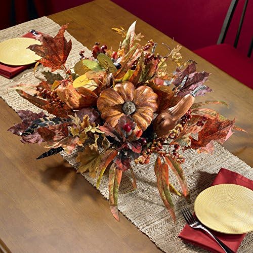 Nearly Natural 16" Fall Harvest Pumpkins and Berries Artificial Centerpiece - Image 2