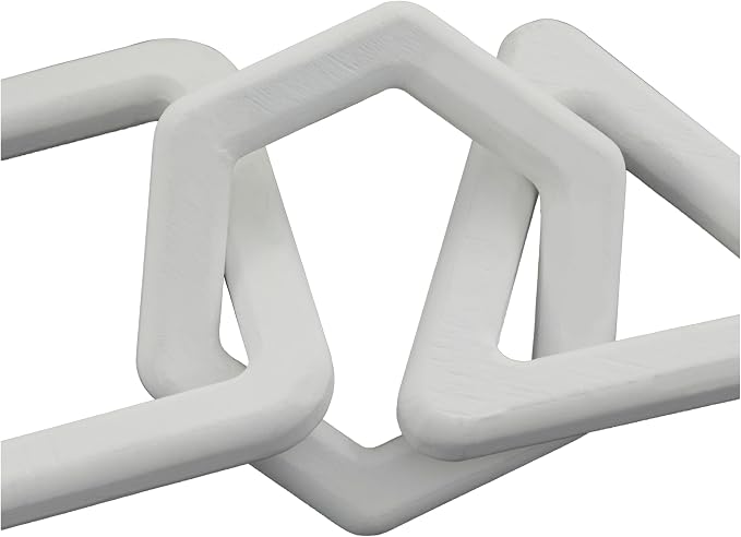 CosmoLiving by Cosmopolitan Wood Chain Decorative Sculpture Home Decor Statues, Set of 2 Accent Figurines 15" W, 2" H, White
