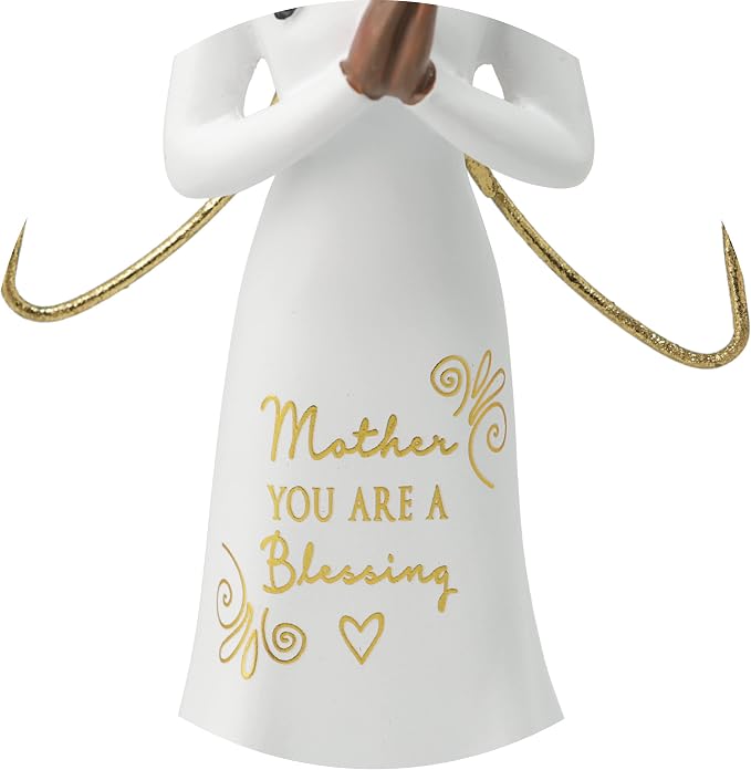 Pavilion Gift Company Mother You are A Blessing-5.5 Inch African American Praying Collectible Resin Angel Figurine, White