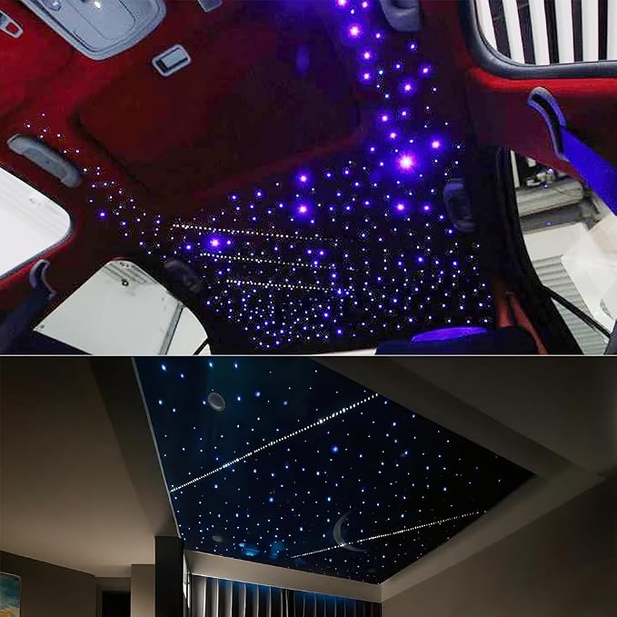 AKEPO Shooting Star Starlights Headliner Kit, 430pcs Mixed Dia. Optical Fiber Strands 9.8ft/3m with Shooting Star Effect 16W APP/Remote Control Music Activated Effect Fiber Optic Lights