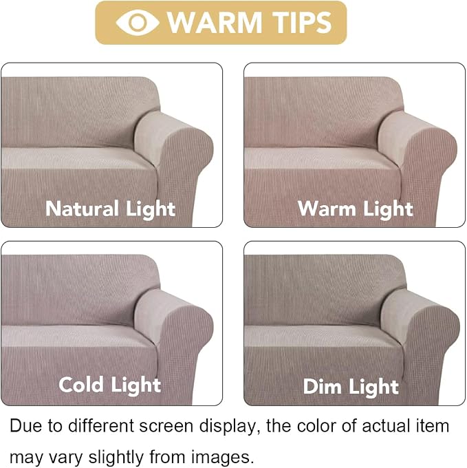 H.VERSAILTEX Armchair Slipcover Stretching Skid Resistance Couch Cover for Dogs, Thick and Durable Soft High Spandex Jacquard Sofa Covers, Form Fitted Chair Slipcover(Armchair 31"-40", Sand)