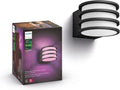 Philips Hue Lucca Outdoor Smart Wall Light, Black - E26 White and Color Ambiance LED Color-Changing Bulb - 1 Pack - Requires Hue Bridge - Control with Hue App and Voice - Weatherproof
