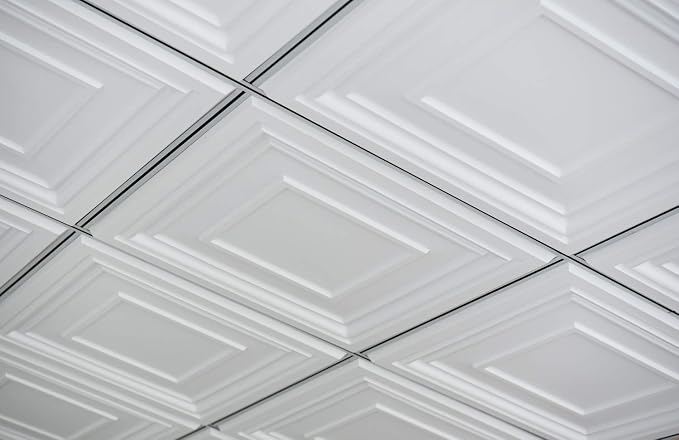 Art3d Drop Ceiling Tiles 24x24in. (12-Pack, 48 Sq.ft), Wainscoting Panels Glue Up 2ft x 2ft, Matt White