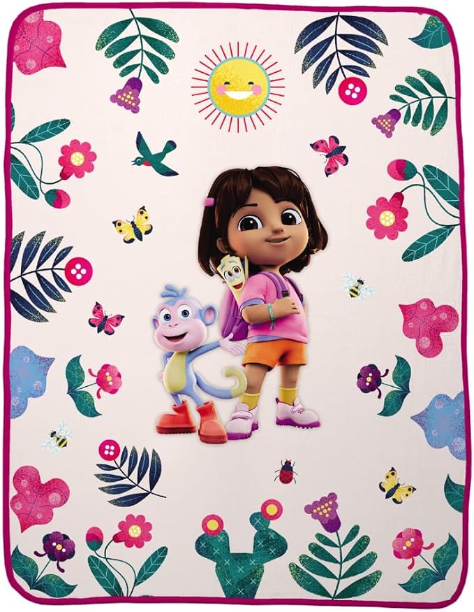 Dora The Explorer Kids Bedding Super Soft Plus Cozy Throw, 46 in x 60 in, (100% Officially Licensed) By Franco