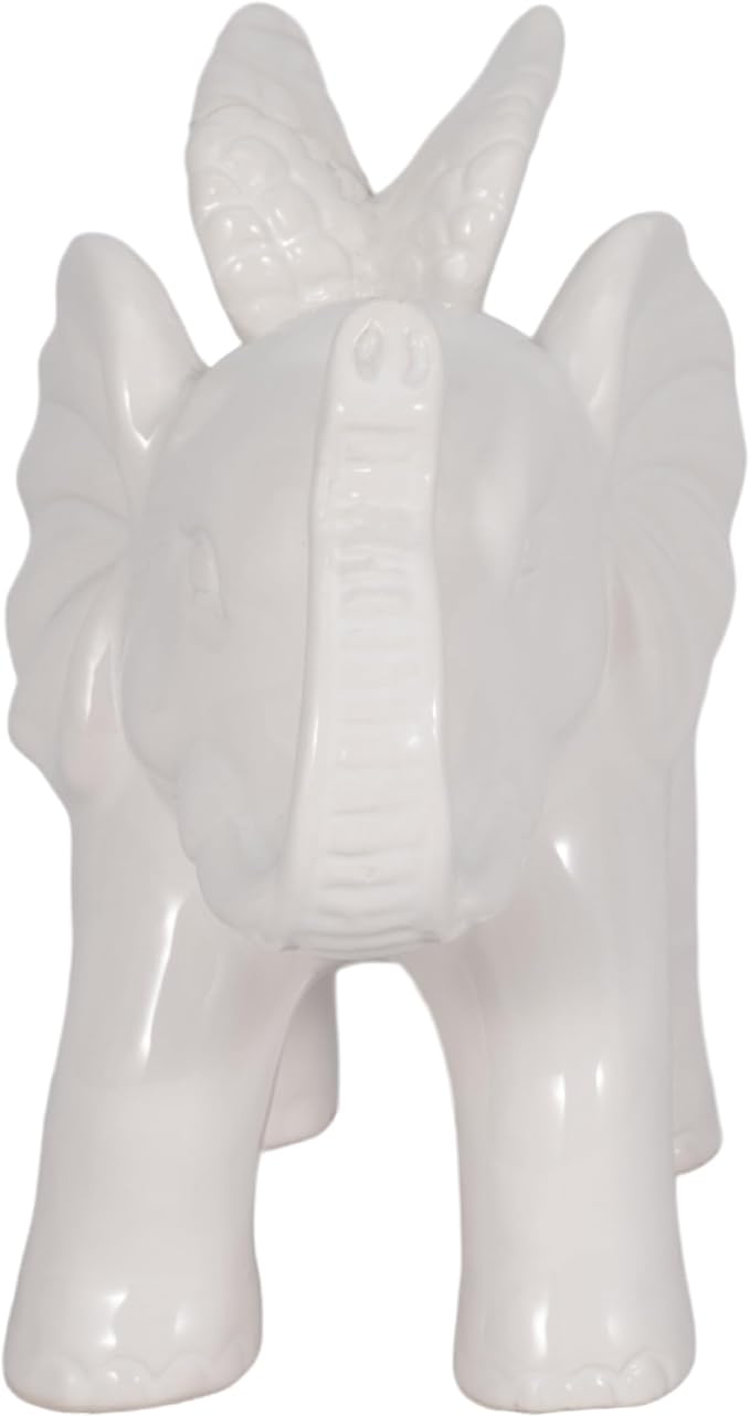 Sagebrook Home Ceramic 7" Elephant Angel Figurine, White