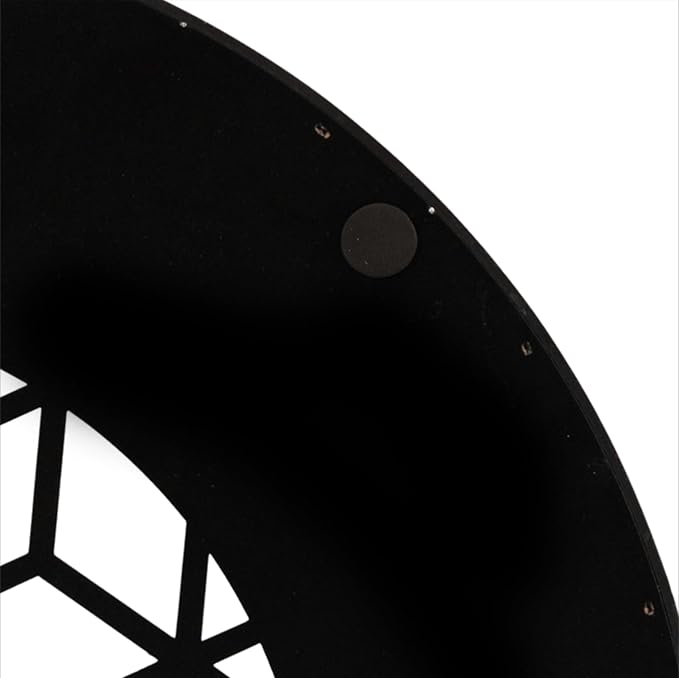 Kate and Laurel Caspen Cut Out Pattern Decorative Round Tray with Silver Metal Handles; 16 x 16; Black and Silver; Modern Glam Serving Tray with Handles for Living Room Decor