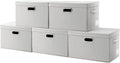 PRANDOM Large Collapsible Storage Containers with Lids [5-Pack] Fabric Foldable Storage Bins Boxes Organizer Baskets Cube with Cover for Home Bedroom Closet Office Beige(17.3x11.8x11.8)