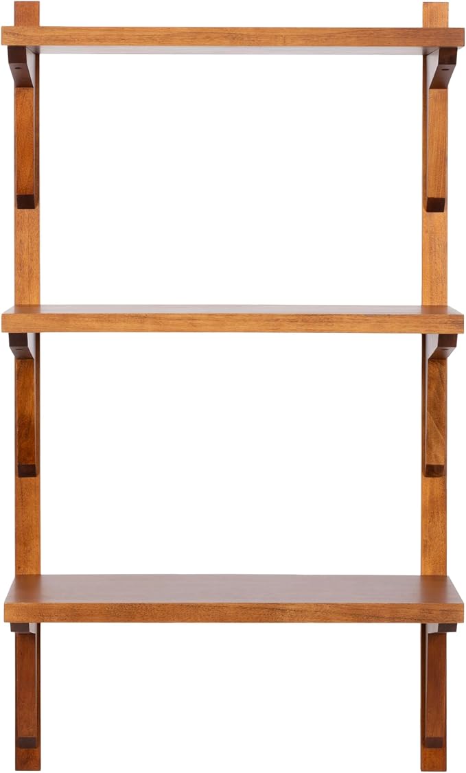 Kate and Laurel Meridien Modern Three-Tier Wooden Shelves, 18 x 9 x 32, Walnut Brown, Stunning Tiered Wall Shelf for Storage and Display as Cute Nursery Shelving or Over-the Toilet Storage
