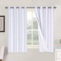 H.VERSAILTEX Linen Blackout Curtains 63 Inches Long 100% Blackout Thermal Insulated Textured Linen Look Curtain Draperies Anti-Rust Grommet, Energy Saving with White Liner, 2 Panels, Bright White