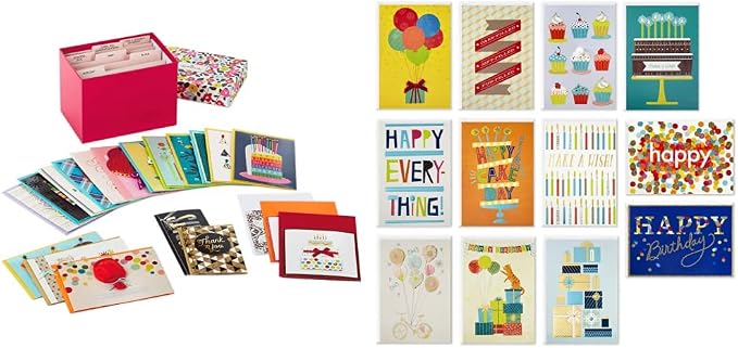 Hallmark Handmade All Occasion Boxed Greeting Card Assortment, Pink Floral (Pack of 20) & Handmade Birthday Cards Assortment, Happy Cake Day (12 Cards with Envelopes)