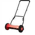 14-Inch Hand Push Reel Lawn Mower, 5-Blade Manual Push Lawnmower | 0.4-4" Adjustable Cutting Height, Lightweight for Small/Medium Yards, Easy Assembly, Compact & Quiet, Red