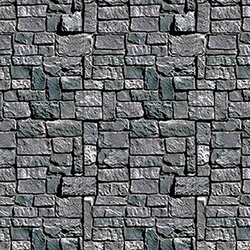 Beistle Brick Stone Wall Backdrops, 4’ x 30’, 2 Pack – Medieval Party Decorations, Medieval Decor Background, Photo Backdrop, Easy to Adhere Wall Covering, Stone Backdrop, Halloween Party Decorations