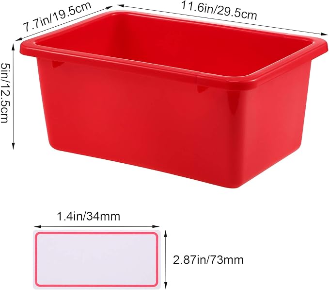 Zonon 12 Pcs Plastic Cubby Storage Bin Back to School Classroom Cubby Organization Storage Container with 1 Pack Self Adhesive Label for Office School Library(Mixed Colors,11.61 x 7.68 x 4.92)