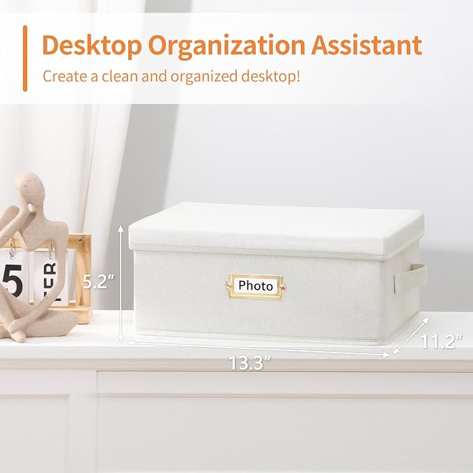 Aokeyee Photo Storage Box Holds 3400+ 4x6 Pictures | Photo Organizer Box | 8 Dividers | 24 Paperboard | with Blank Label