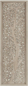 Madison Park Laurel Wall Art - Laser Cut Carved Botanical Tree Branches, Genuine Fir Wooden Framed, Rustic Finish - Modern Farmhouse Décor for Living Room, Ready to Hang Panel, 12 x 36", Grey