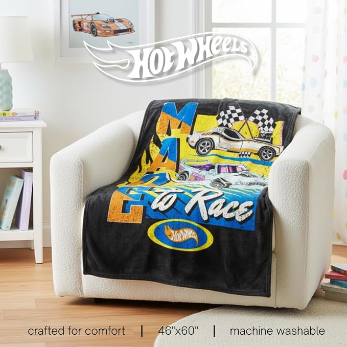 Hot Wheels Kids Bedding Super Soft Plush Throw Blanket, 46 in x 60 in, (Officially Licensed Product) by Franco