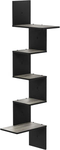 Furinno Rossi Wall Mounted Shelves, 5-Tier Rectangle, French Oak Grey/Black