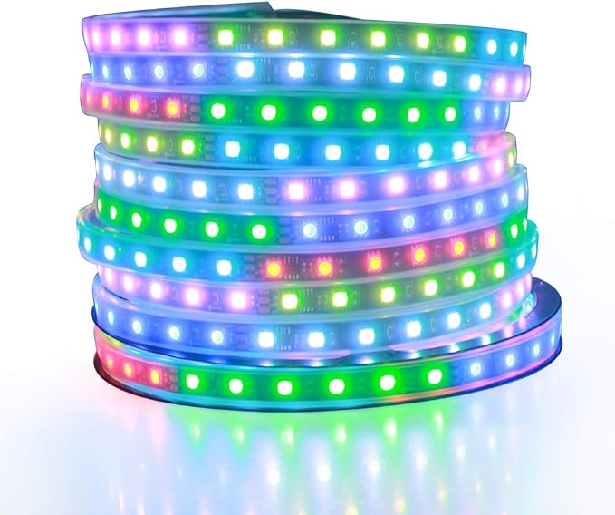 ALITOVE 32.8ft WS2811 Addressable RGB LED Strip Light 24V 5050 SMD IP67 | Waterproof Color Changing 24 Volt LED Light Strip, Programmable Cuttable LED Pixel Strip, for DIY Project, No Adapter