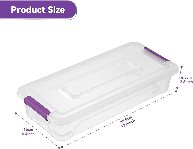 novelinks 4 Quart Clear Plastic Storage Containers with Lids (8 Pack) | Storage Bins with Lids, Stackable Small Clear Bins, Craft Storage Box, Paper Storage, Under Bed Storage Bins, Pencil Box