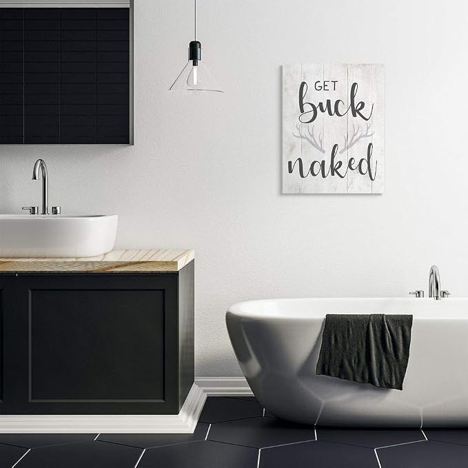 Stupell Industries Buck Naked Antlers Humor, 24 x 30 Inch Canvas Wall Art | Stupell Industries · By Lil' Rue · Ready to hang · Rustic novelty charm for cabin spaces · Made in USA