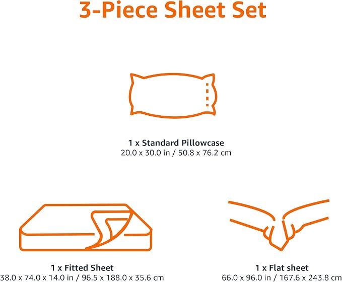 Amazon Basics Kid's Soft Easy-Wash Microfiber 3-Piece Sheet Set, Machine Washable, Twin, Navy Galaxy
