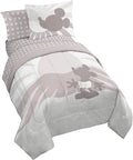 Disney Mickey Mouse Full Comforter Set 7 Piece Cartoon Bedding, Grey | Bed in a Bag, Comforter Sheets Shams Pillowcases, Official Product, Soft Microfiber, Machine Washable, Kids Gift